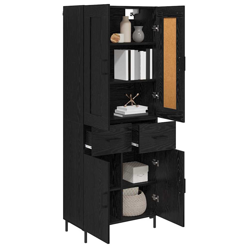 Highboard 2 pcs Schwarz Eichen-Optik Holzwerkstoff