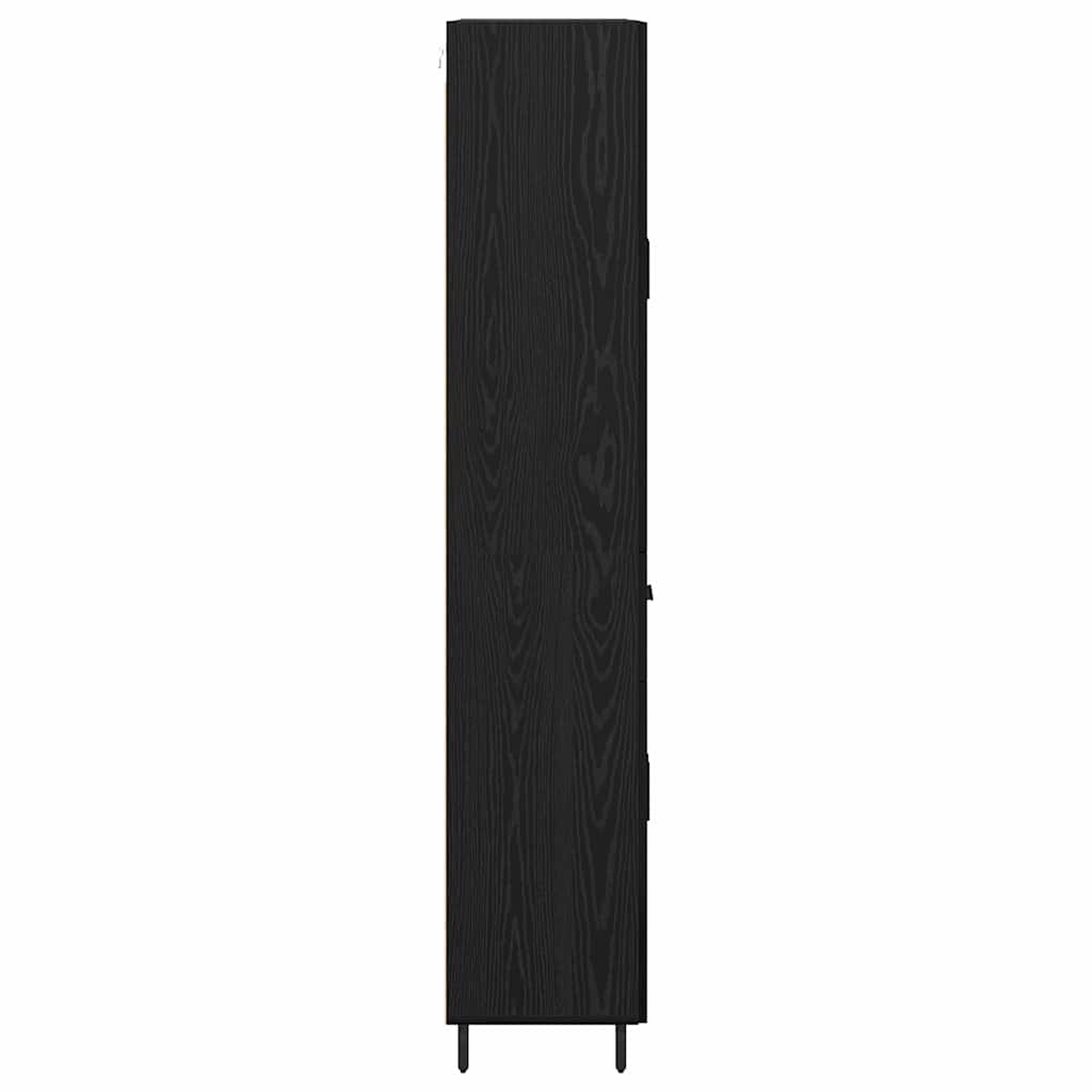 Highboard 2 pcs Schwarz Eichen-Optik Engineered Wood und Glas
