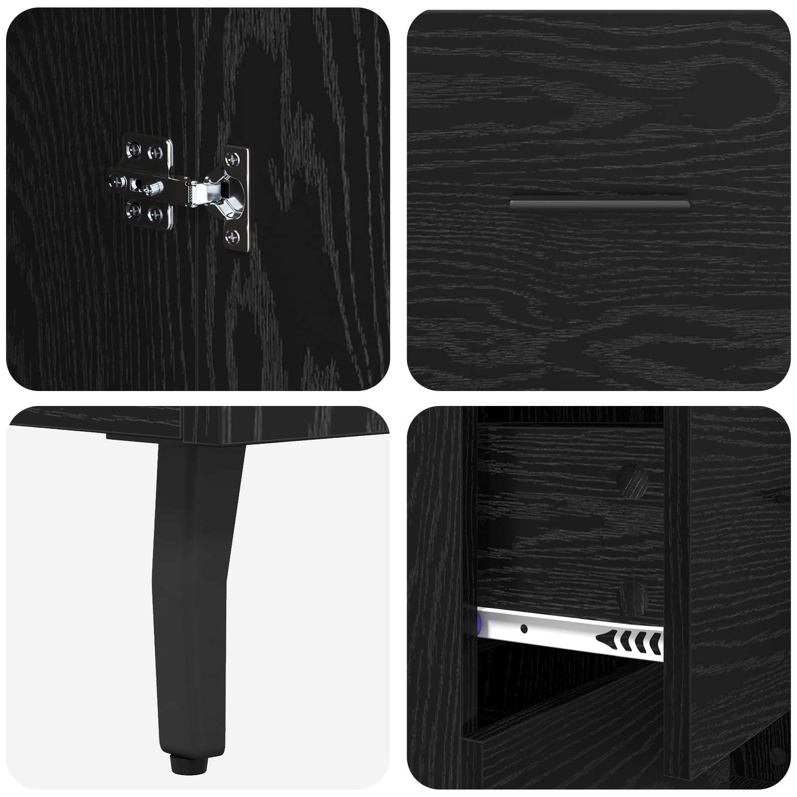 Highboard 2 pcs Schwarz Eichen-Optik Holzwerkstoff