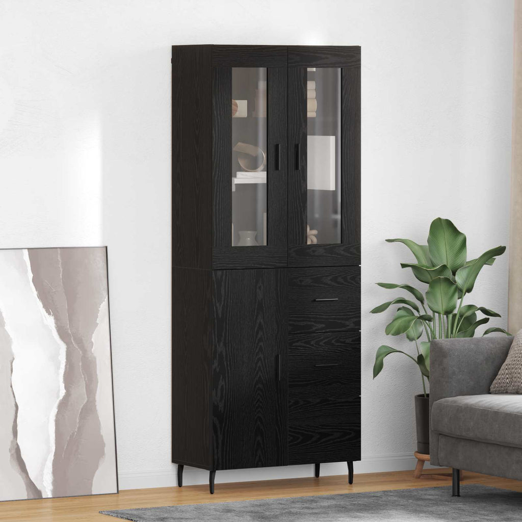 Highboard 2 pcs Schwarz Eichen-Optik Holzwerkstoff