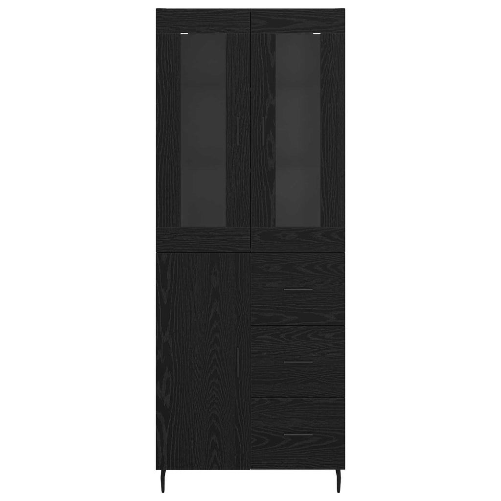 Highboard 2 pcs Schwarz Eichen-Optik Holzwerkstoff