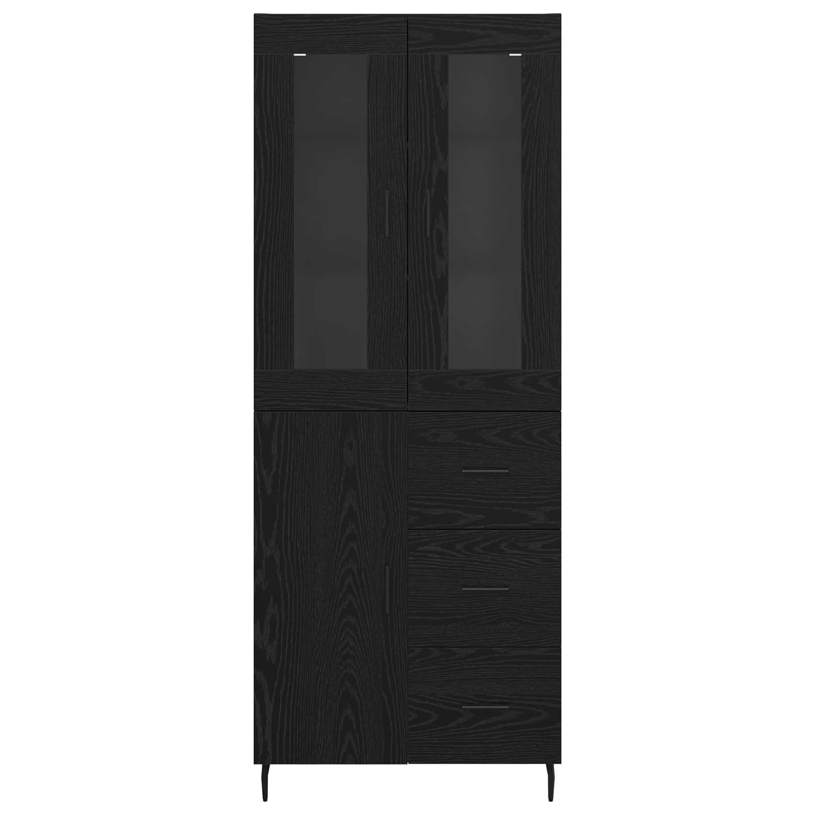 Highboard 2 pcs Schwarz Eichen-Optik Holzwerkstoff