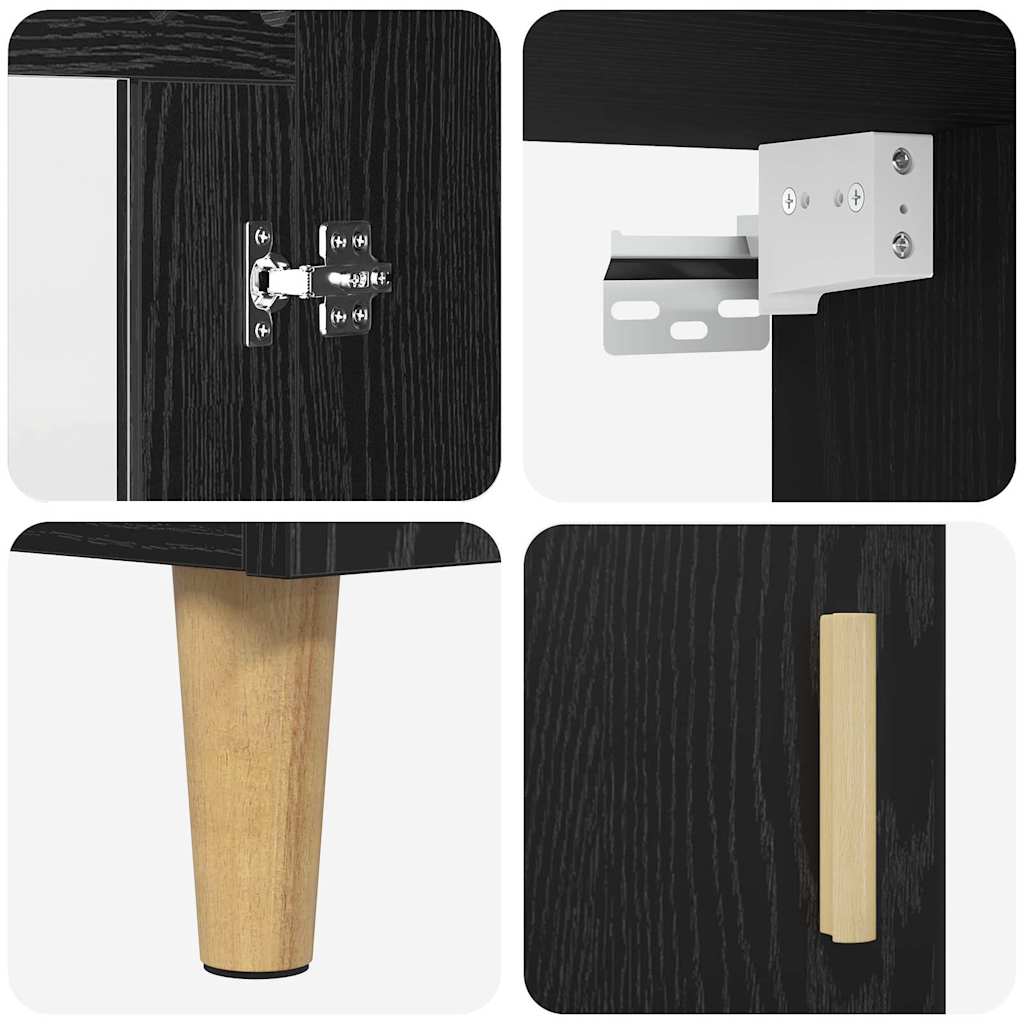 Highboard Schwarz Eichen-Optik 69,5 x 34 x 180 cm Holzwerkstoff