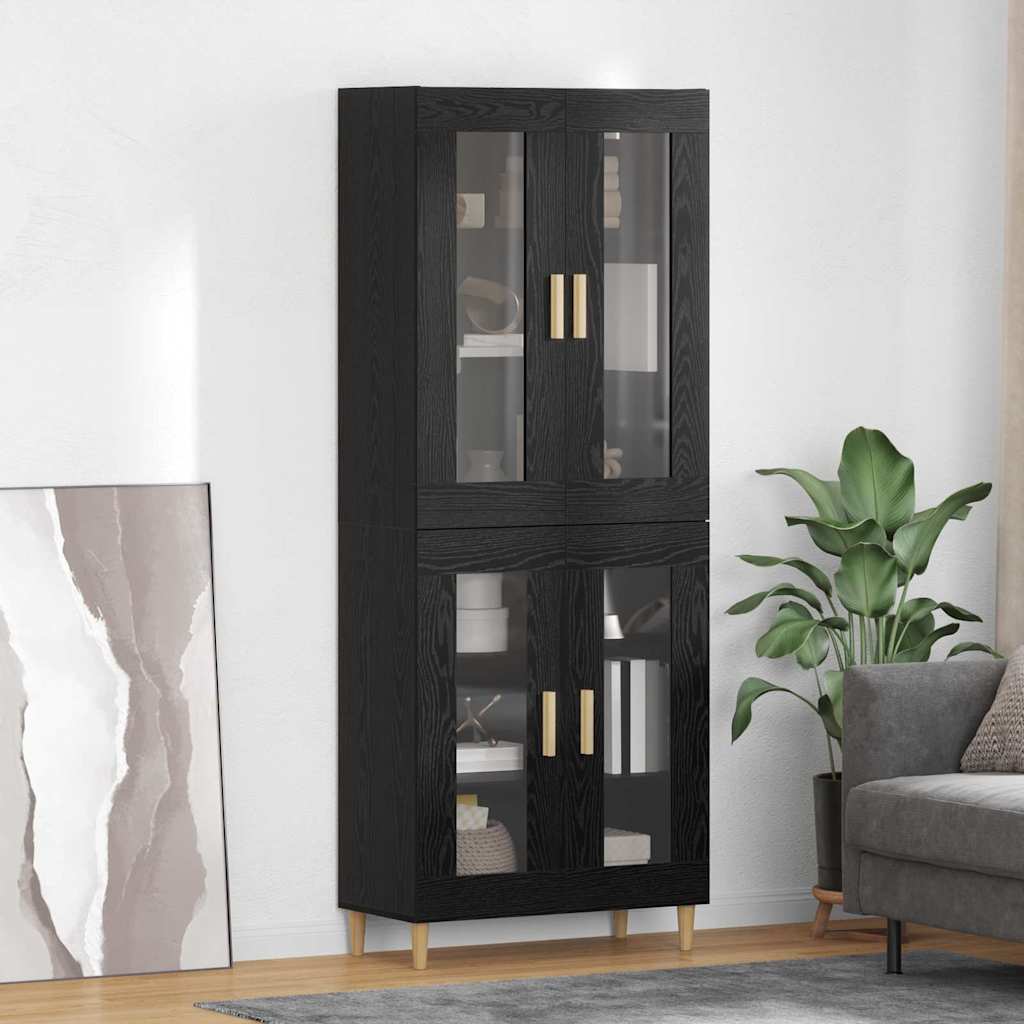 Highboard Schwarz Eichen-Optik 69,5 x 34 x 180 cm Holzwerkstoff