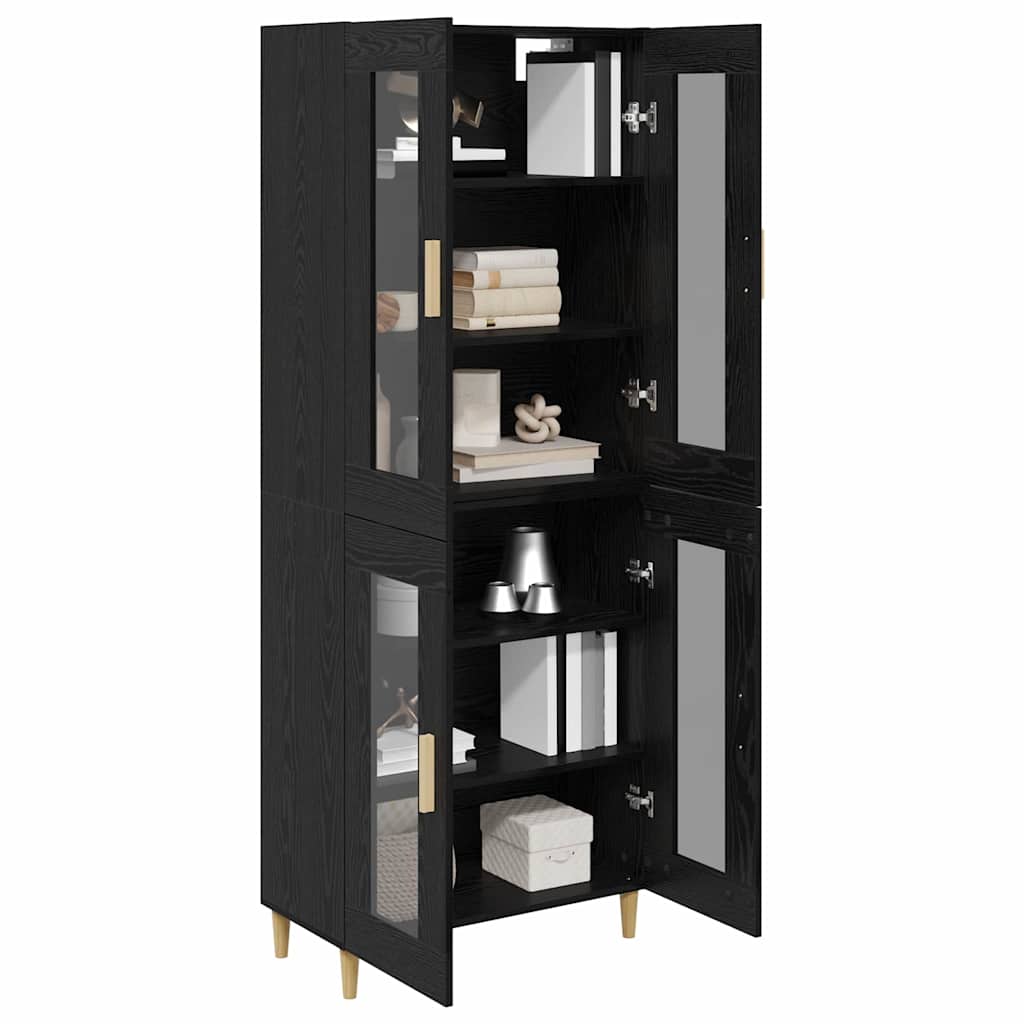 Highboard Schwarz Eichen-Optik 69,5 x 34 x 180 cm Holzwerkstoff