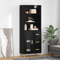 Highboard Schwarz Eichen-Optik 69,5 x 32,5 x 180 cm