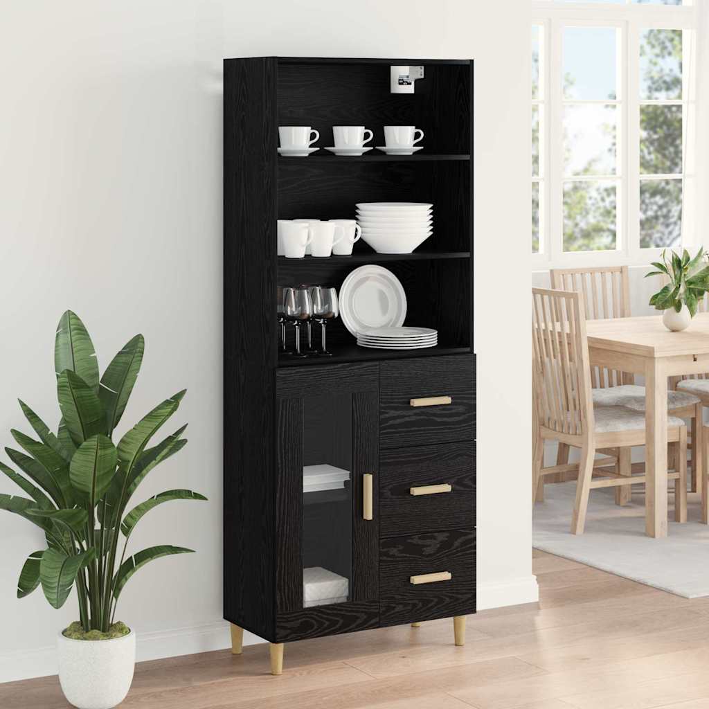 Highboard Schwarz Eichen-Optik 69,5 x 32,5 x 180 cm