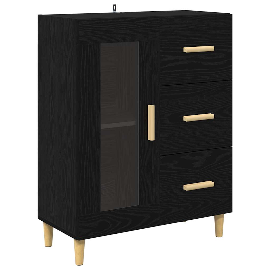 Highboard Schwarz Eichen-Optik 69,5 x 32,5 x 180 cm