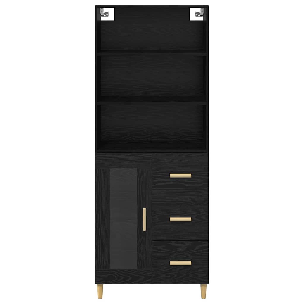 Highboard Schwarz Eichen-Optik 69,5 x 32,5 x 180 cm