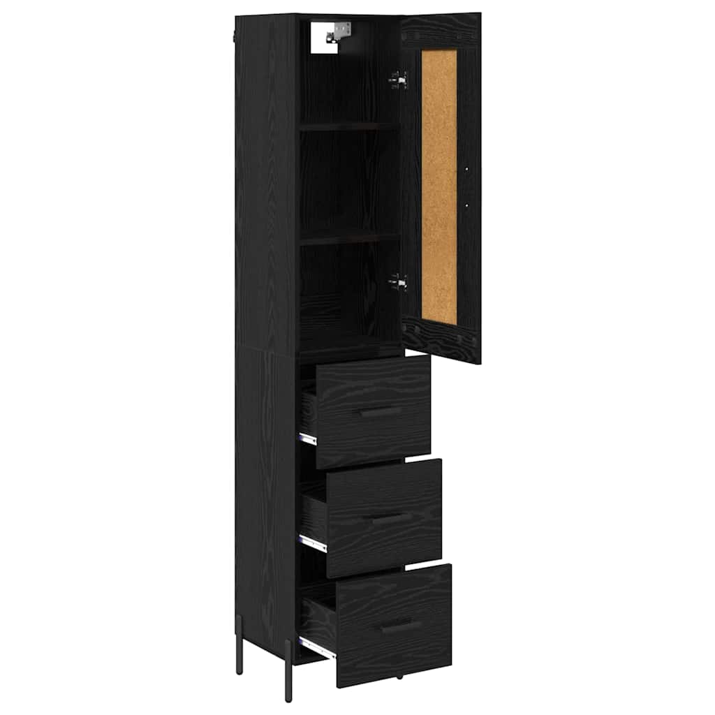 Highboard Schwarz Eichen-Optik 34,5 x 34 x 180 cm Holzwerkstoff