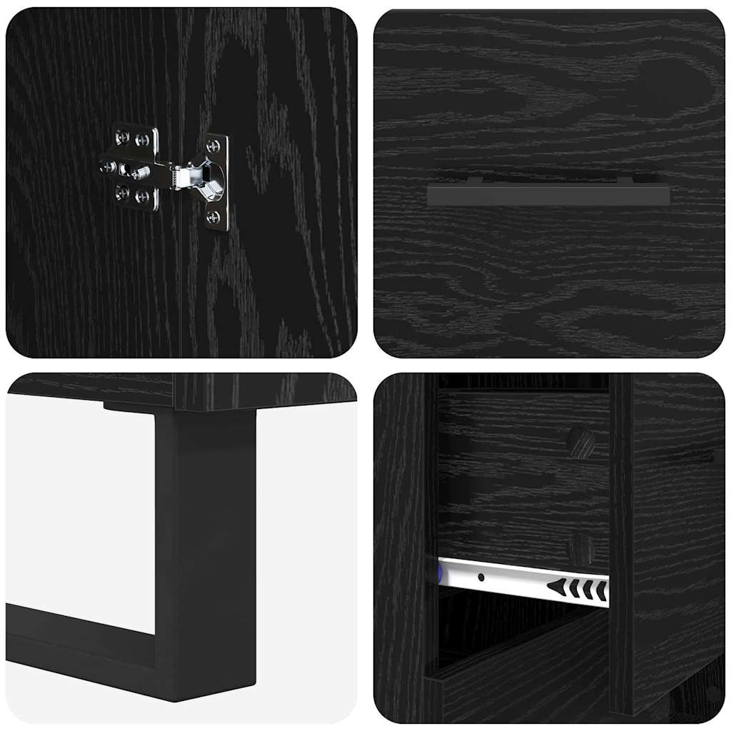 Highboard 2 pcs Schwarz Eichen-Optik Holzwerkstoff