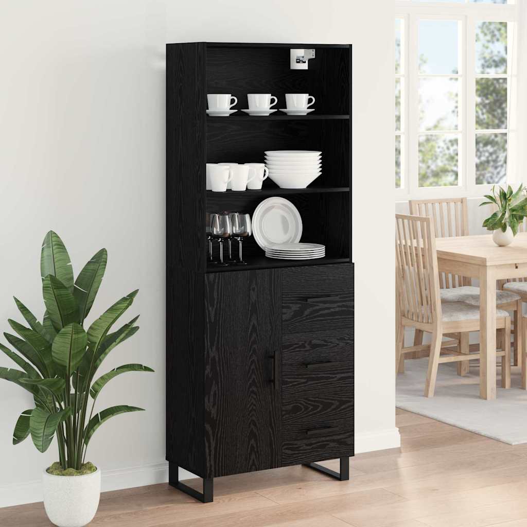 Highboard 2 pcs Schwarz Eichen-Optik Holzwerkstoff