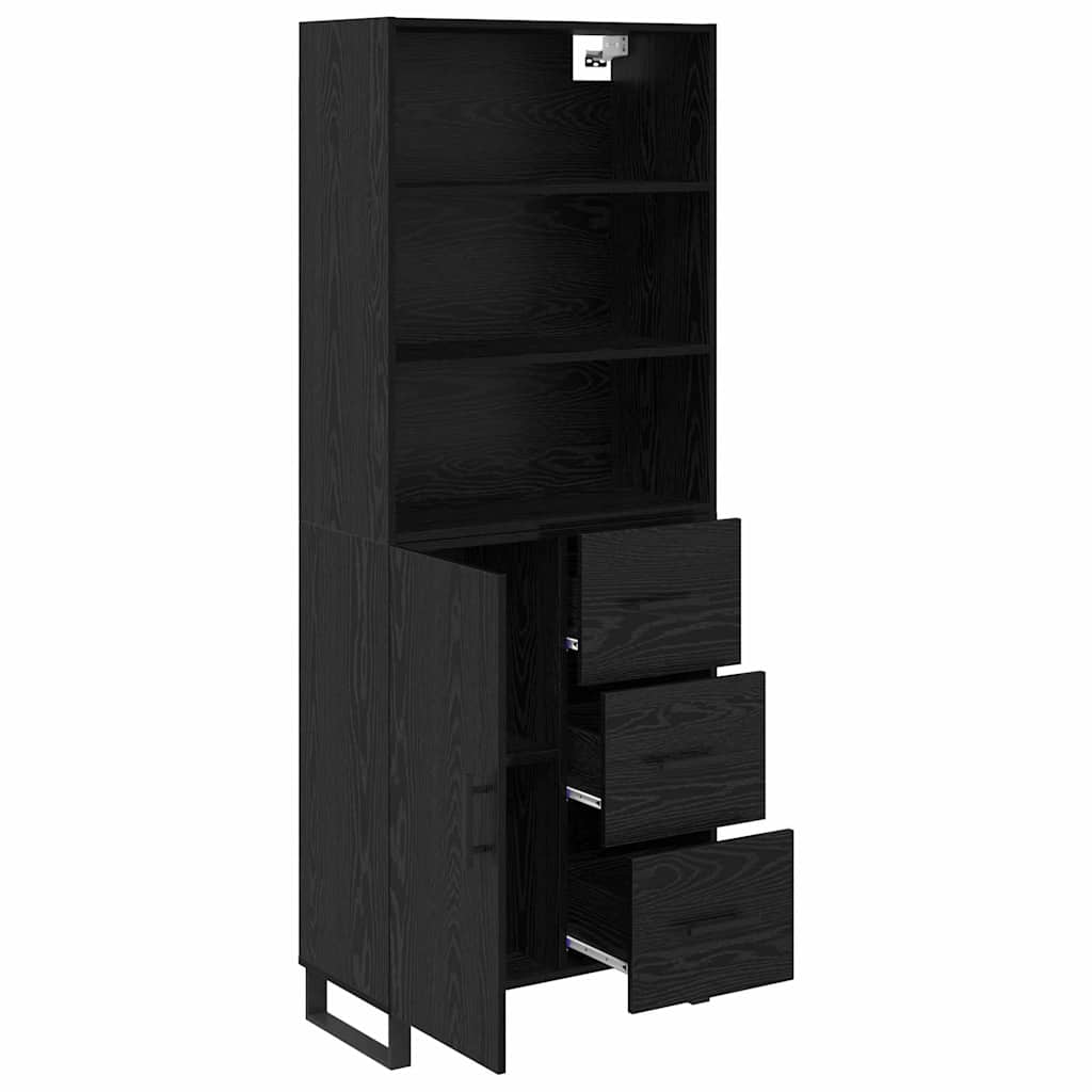 Highboard 2 pcs Schwarz Eichen-Optik Holzwerkstoff