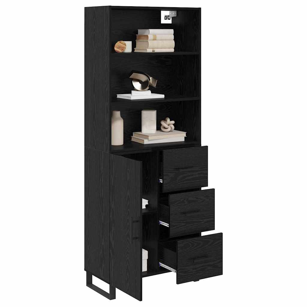 Highboard 2 pcs Schwarz Eichen-Optik Holzwerkstoff