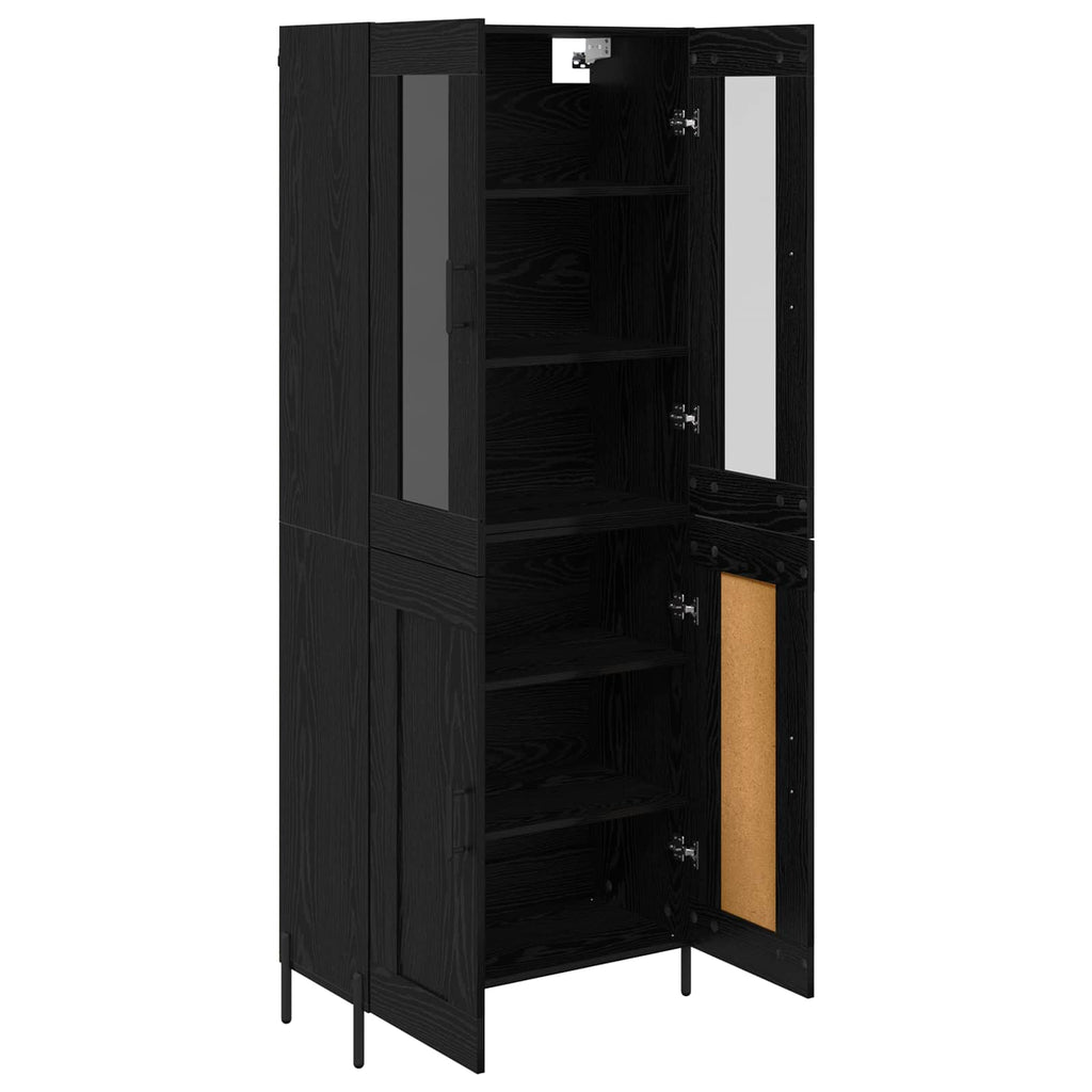 Highboard Schwarz Eichen-Optik 69,5 x 34 x 180 cm Holzwerkstoff