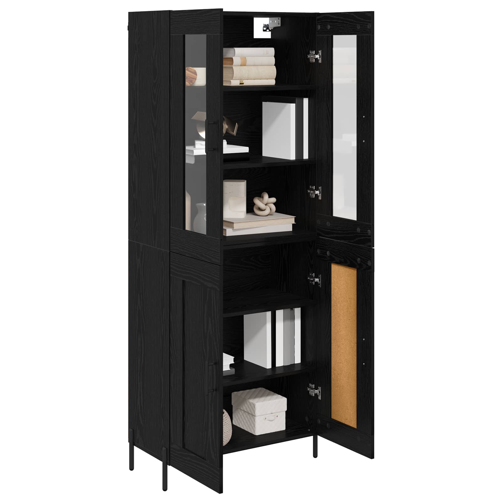 Highboard Schwarz Eichen-Optik 69,5 x 34 x 180 cm Holzwerkstoff