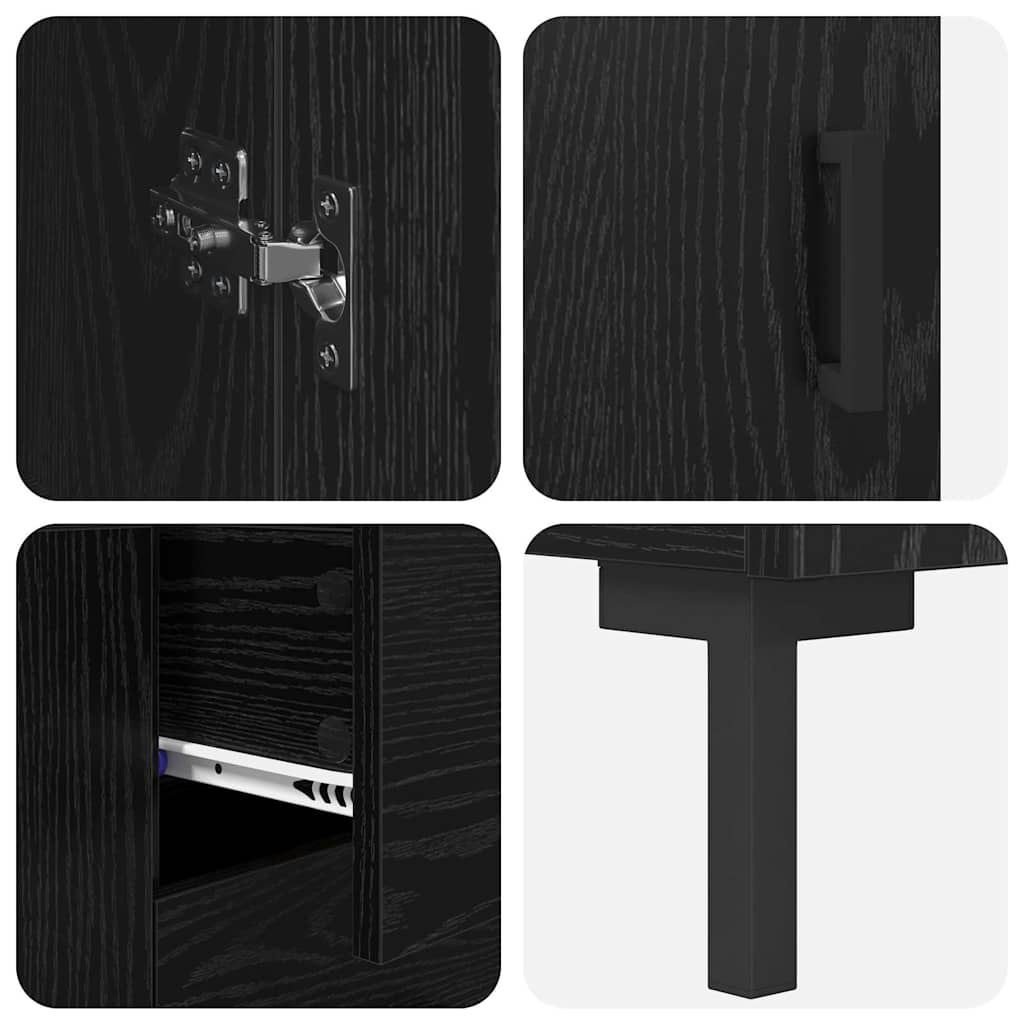Highboard 2 pcs Schwarz Eichen-Optik Holzwerkstoff