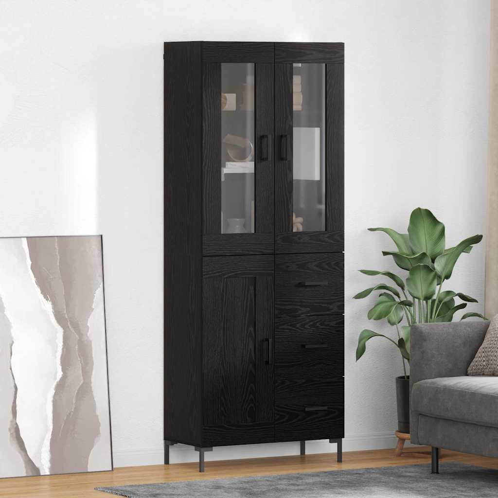 Highboard 2 pcs Schwarz Eichen-Optik Holzwerkstoff