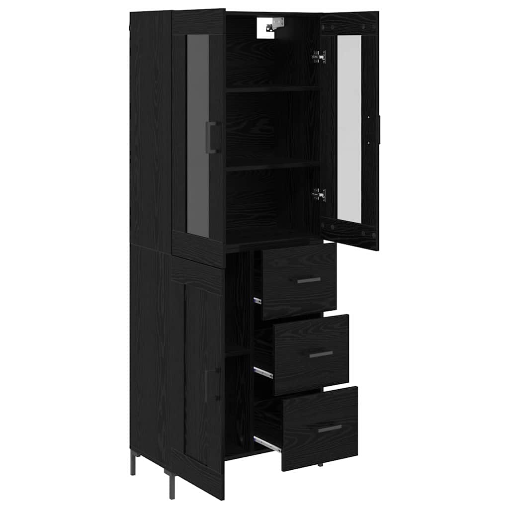 Highboard 2 pcs Schwarz Eichen-Optik Holzwerkstoff