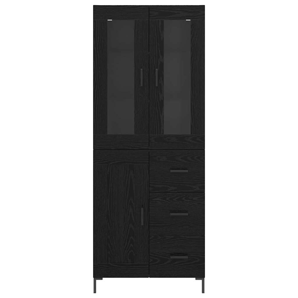 Highboard 2 pcs Schwarz Eichen-Optik Holzwerkstoff