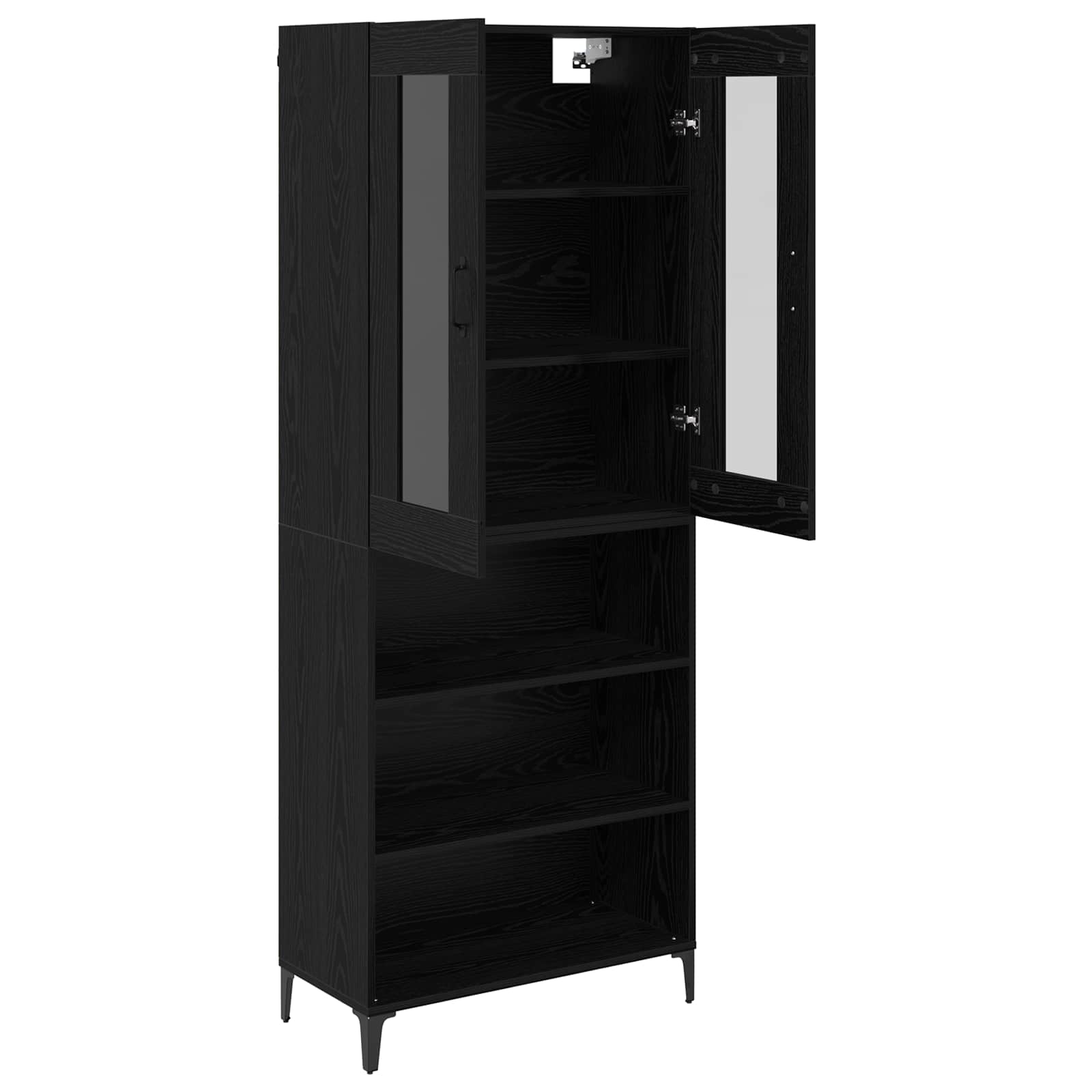 Highboard Schwarz Eichen-Optik 69,5 x 34 x 180 cm Holzwerkstoff