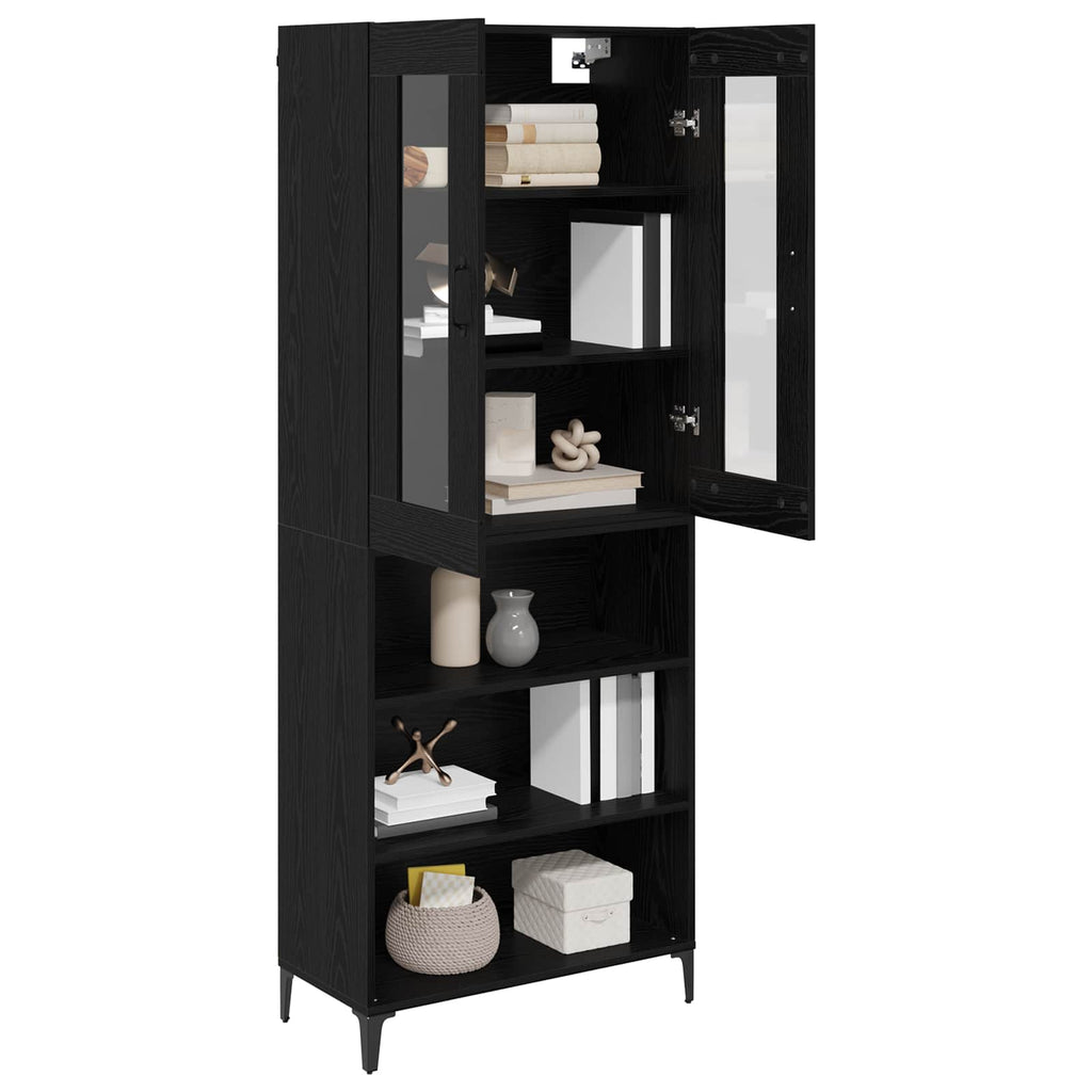 Highboard Schwarz Eichen-Optik 69,5 x 34 x 180 cm Holzwerkstoff