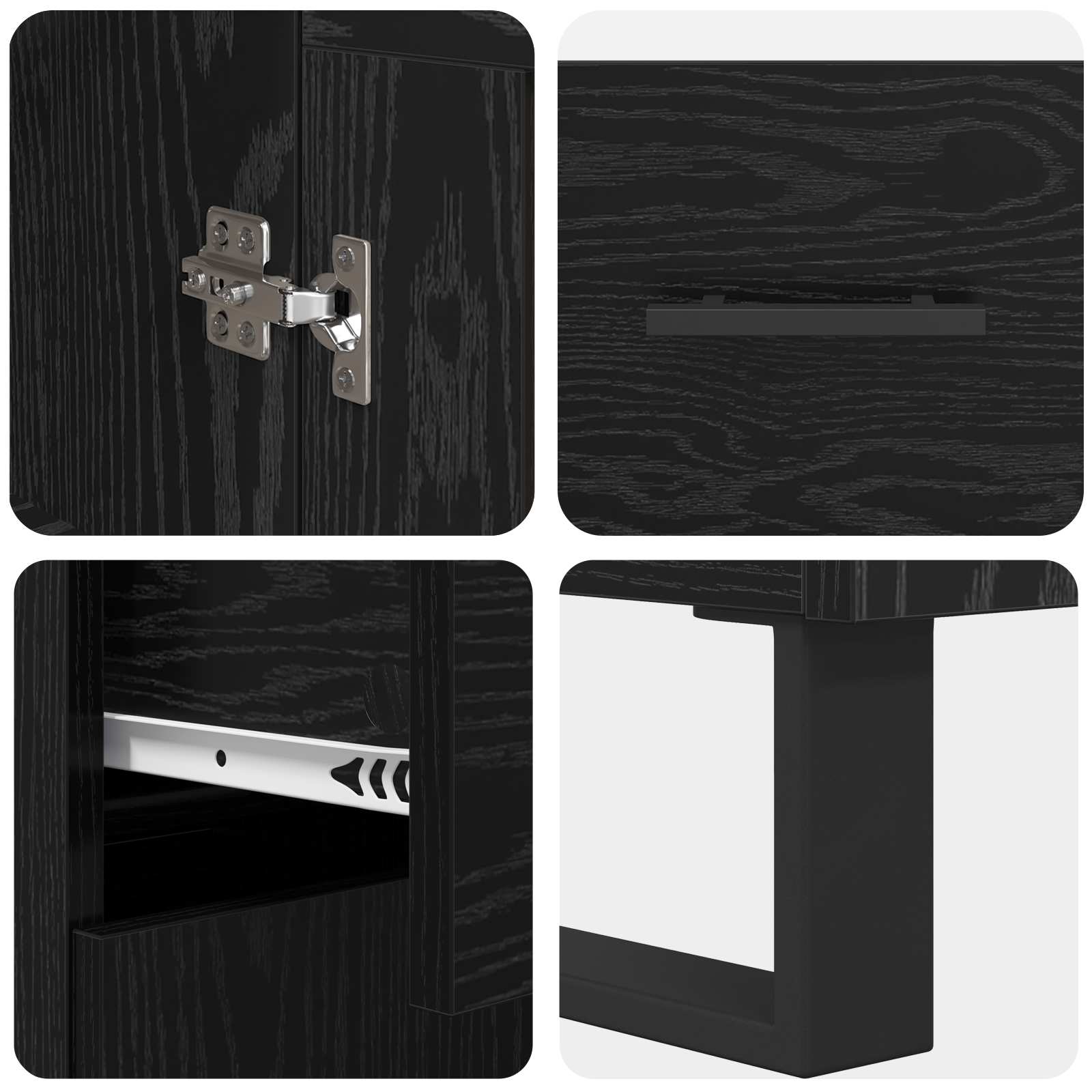 Highboard 2 pcs Schwarz Eichen-Optik Engineered Wood und Glas