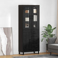 Highboard 2 pcs Schwarz Eichen-Optik Engineered Wood und Glas