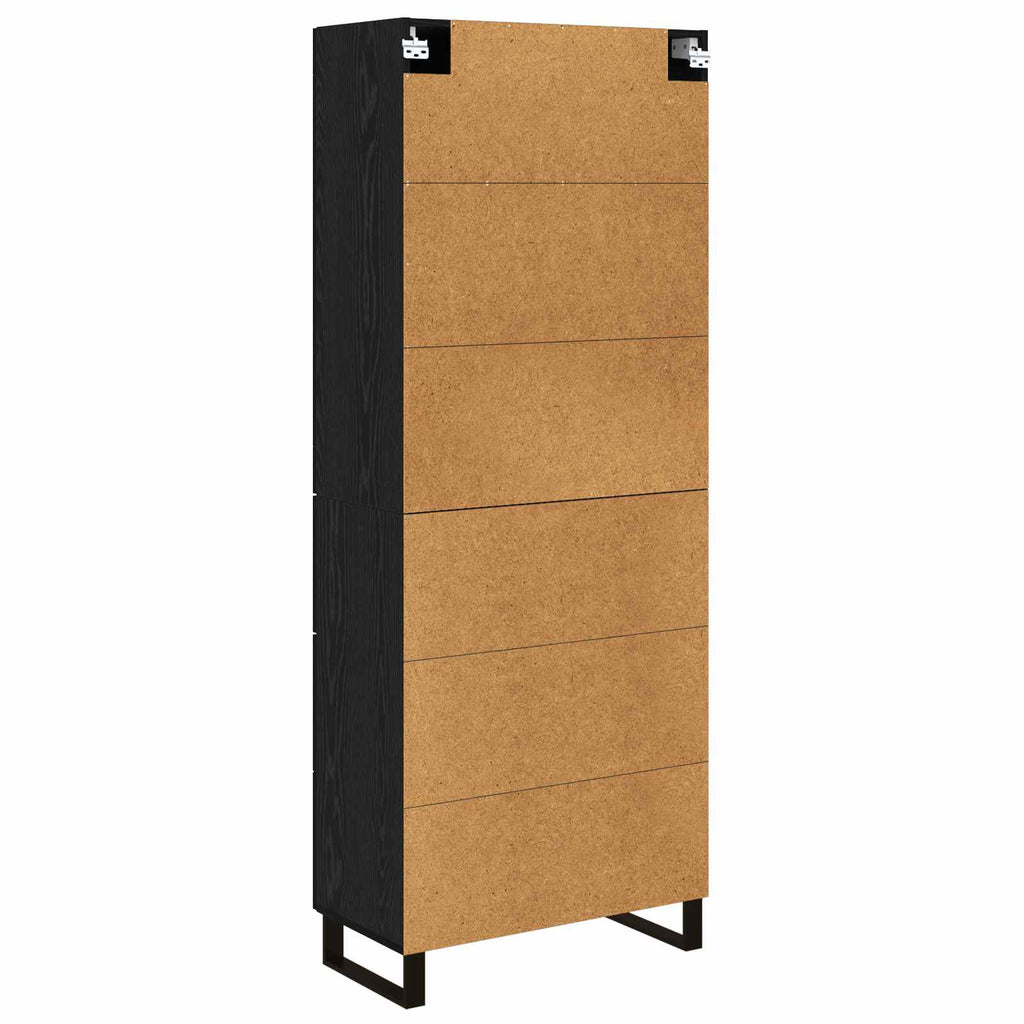 Highboard 2 pcs Schwarz Eichen-Optik Engineered Wood und Glas