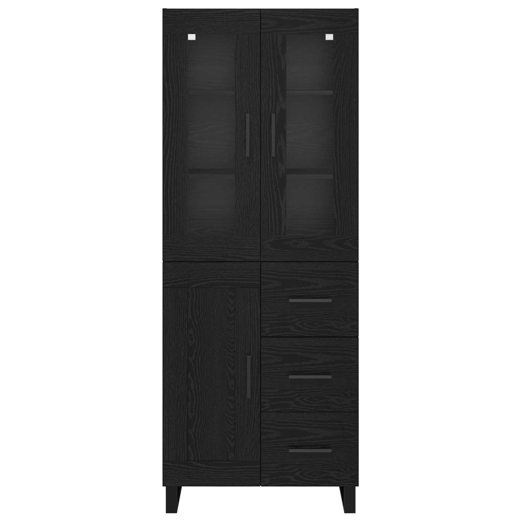 Highboard 2 pcs Schwarz Eichen-Optik Engineered Wood und Glas
