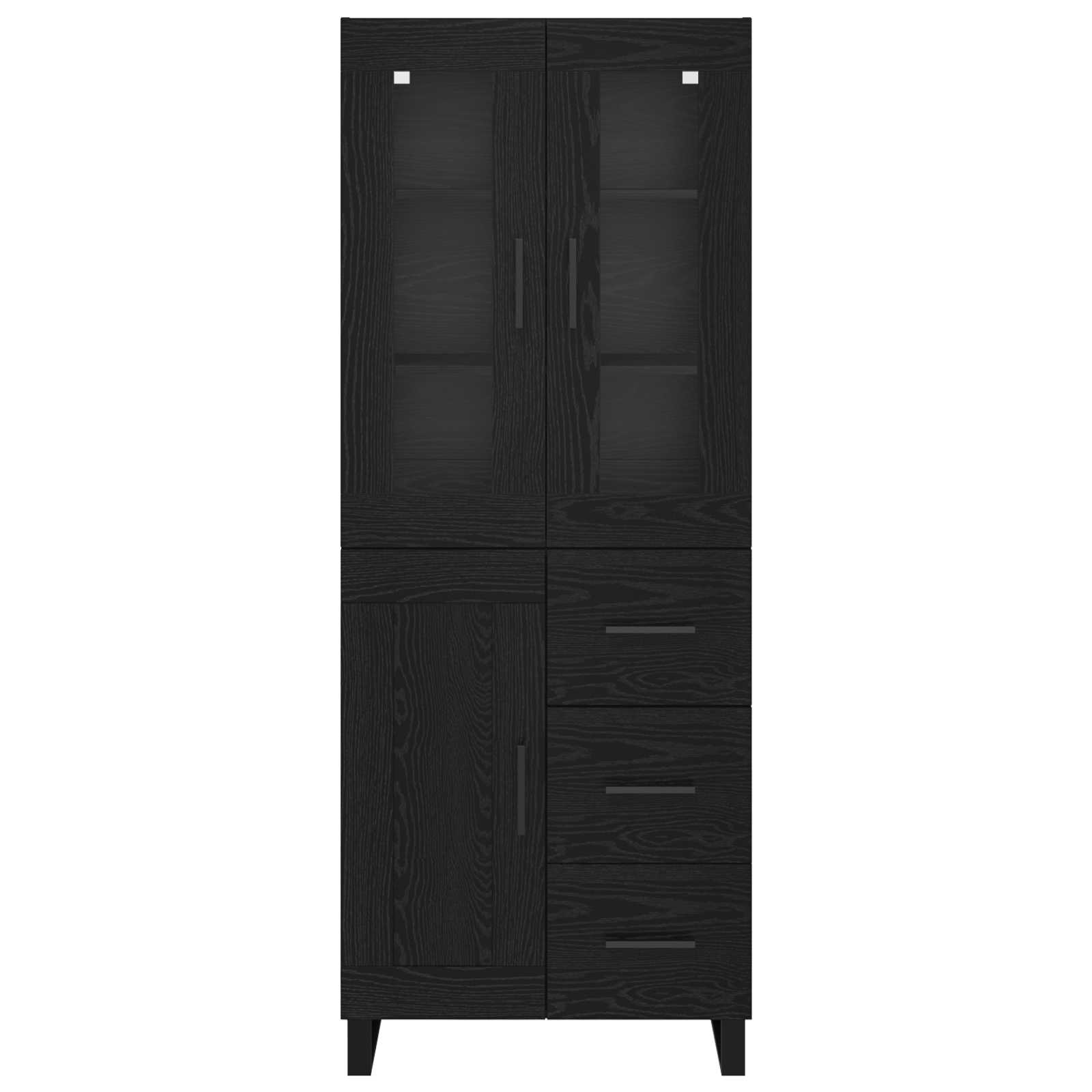 Highboard 2 pcs Schwarz Eichen-Optik Engineered Wood und Glas