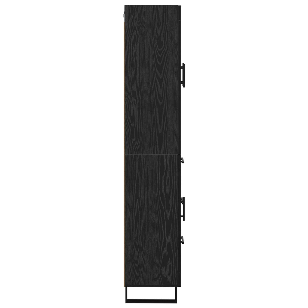 Highboard 2 pcs Schwarz Eichen-Optik Engineered Wood und Glas