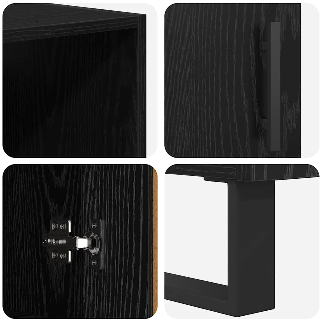 Highboard 2 pcs Schwarz Eichen-Optik Holzwerkstoff