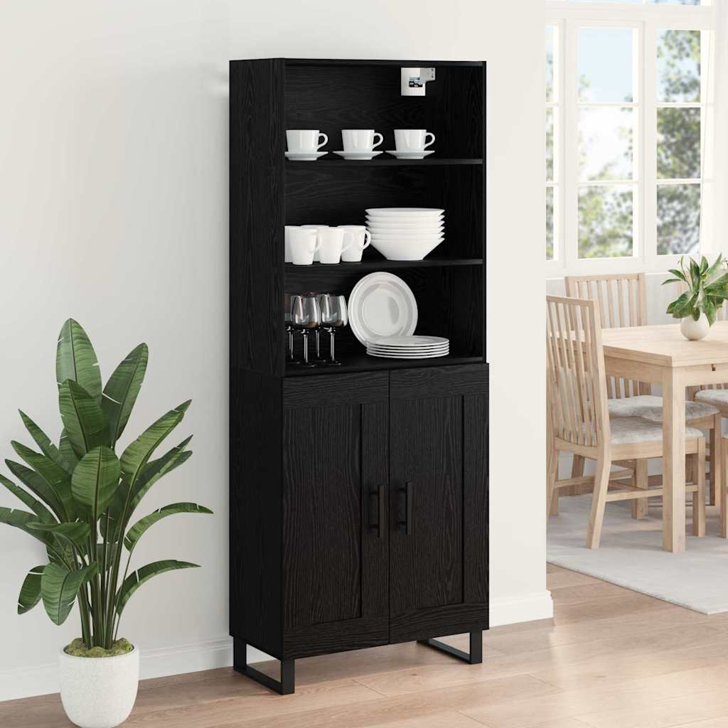 Highboard 2 pcs Schwarz Eichen-Optik Holzwerkstoff