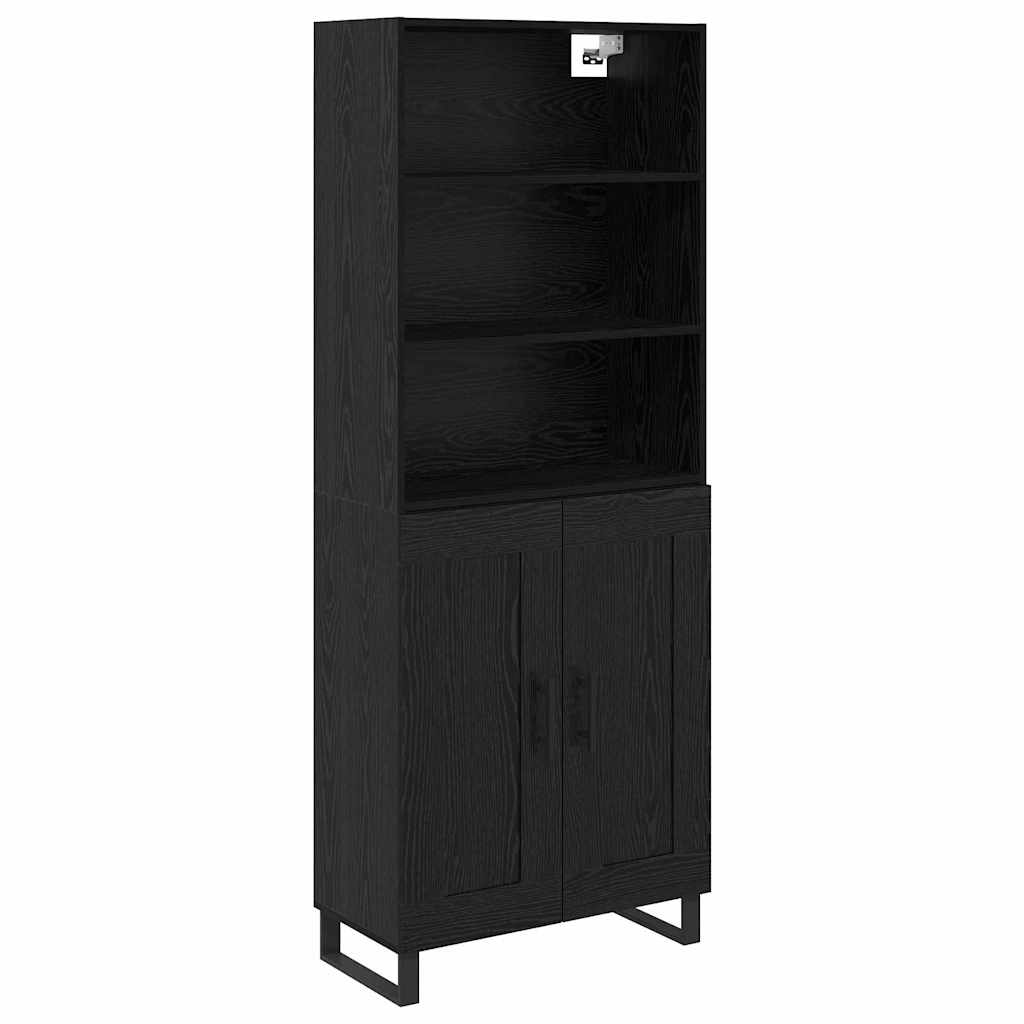 Highboard 2 pcs Schwarz Eichen-Optik Holzwerkstoff