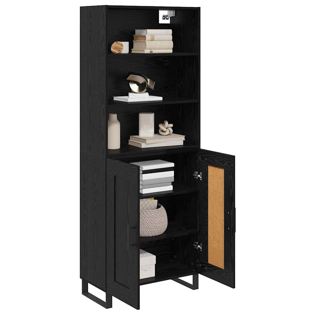 Highboard 2 pcs Schwarz Eichen-Optik Holzwerkstoff
