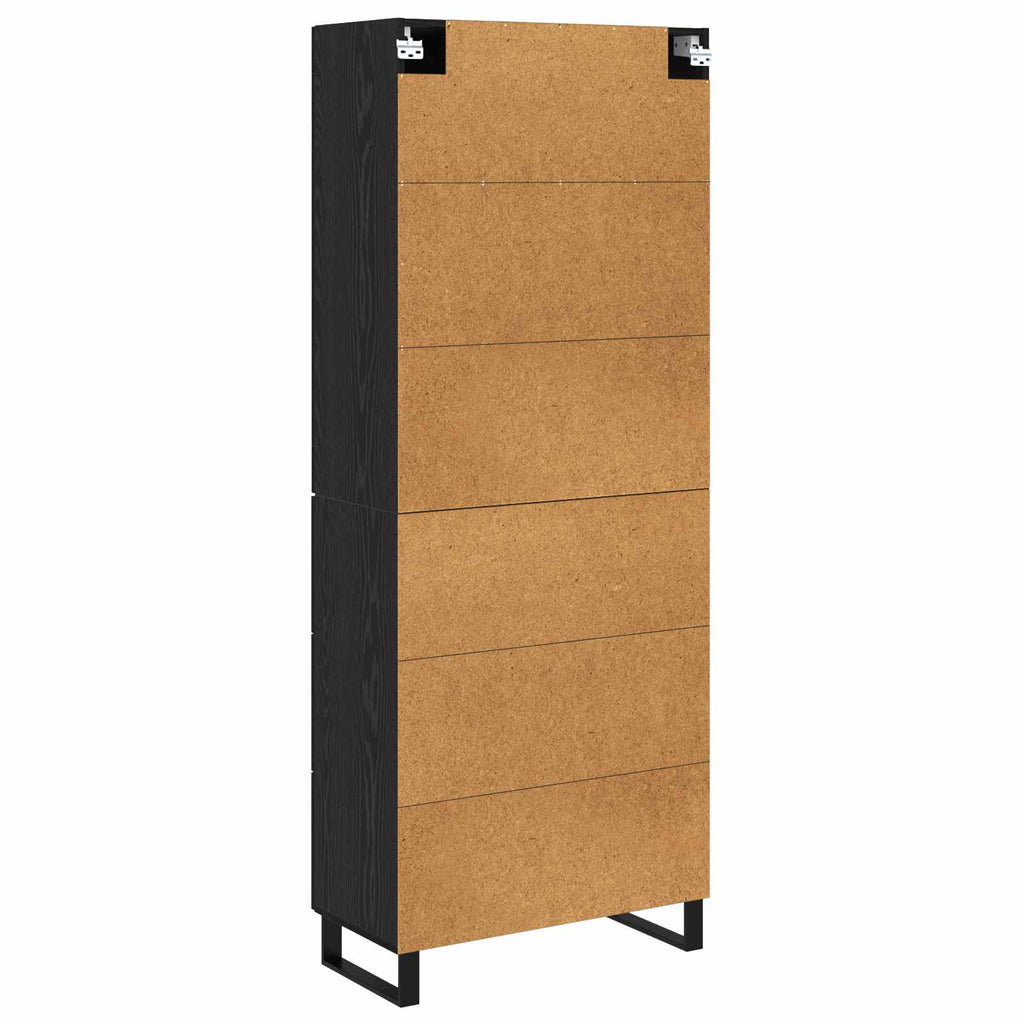 Highboard 2 pcs Schwarz Eichen-Optik Engineered Wood und Glas