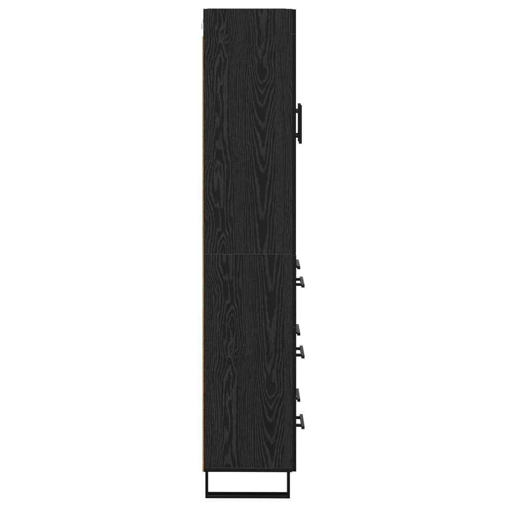 Highboard 2 pcs Schwarz Eichen-Optik Engineered Wood und Glas