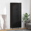 Highboard 2 pcs Schwarz Eichen-Optik Engineered Wood und Glas