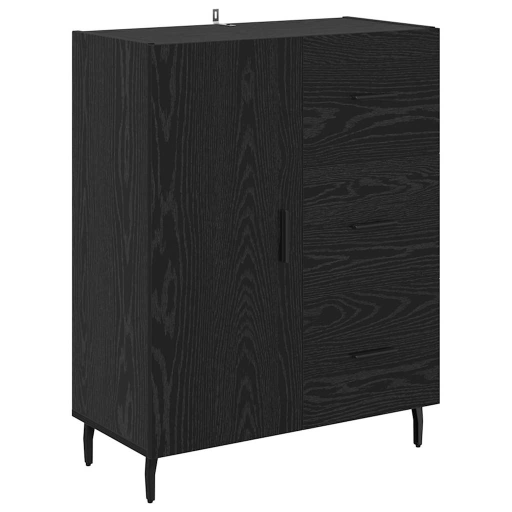 Highboard 2 pcs Schwarz Eichen-Optik Engineered Wood und Glas