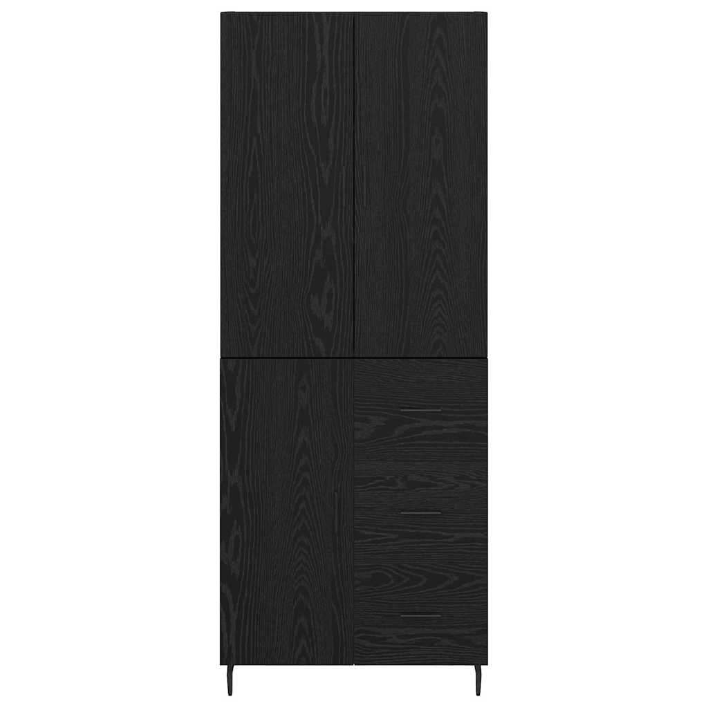 Highboard 2 pcs Schwarz Eichen-Optik Engineered Wood und Glas