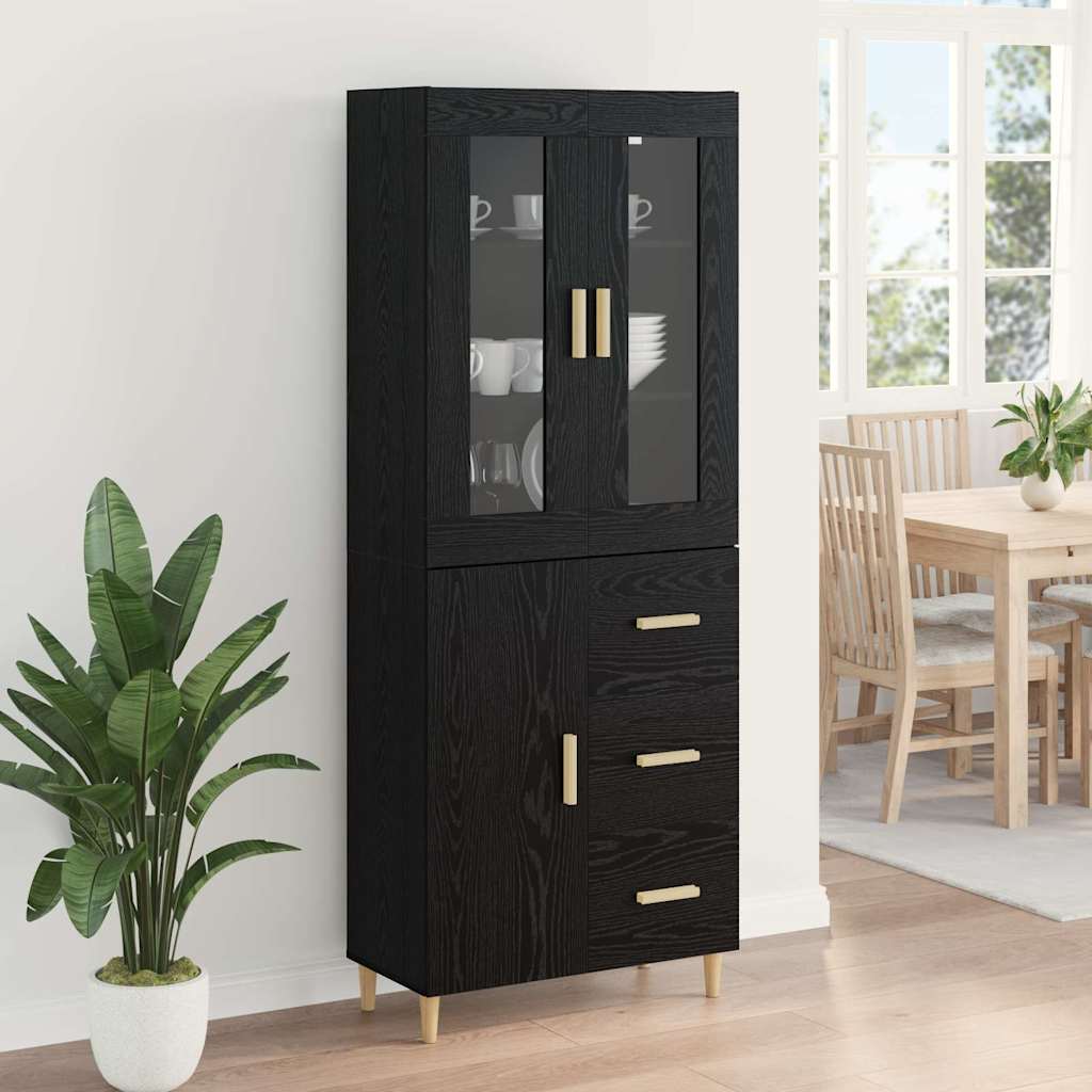 Highboard Schwarz Eichen-Optik 34,5 x 34 x 180 cm Holzwerkstoff