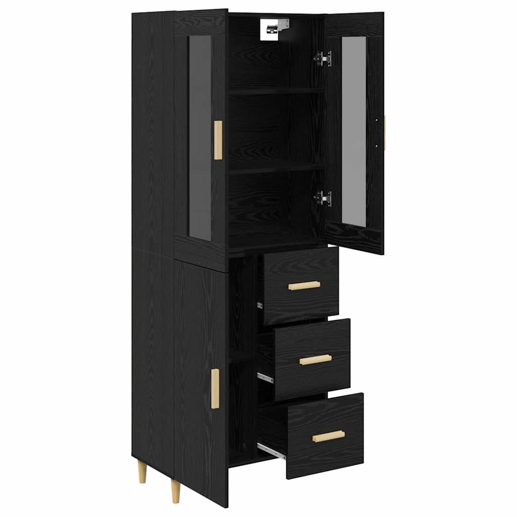 Highboard Schwarz Eichen-Optik 34,5 x 34 x 180 cm Holzwerkstoff