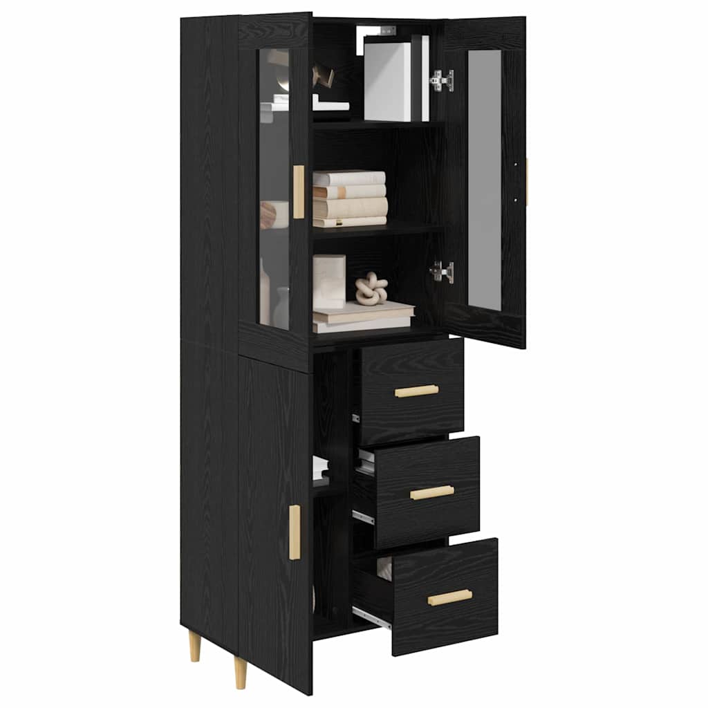 Highboard Schwarz Eichen-Optik 34,5 x 34 x 180 cm Holzwerkstoff