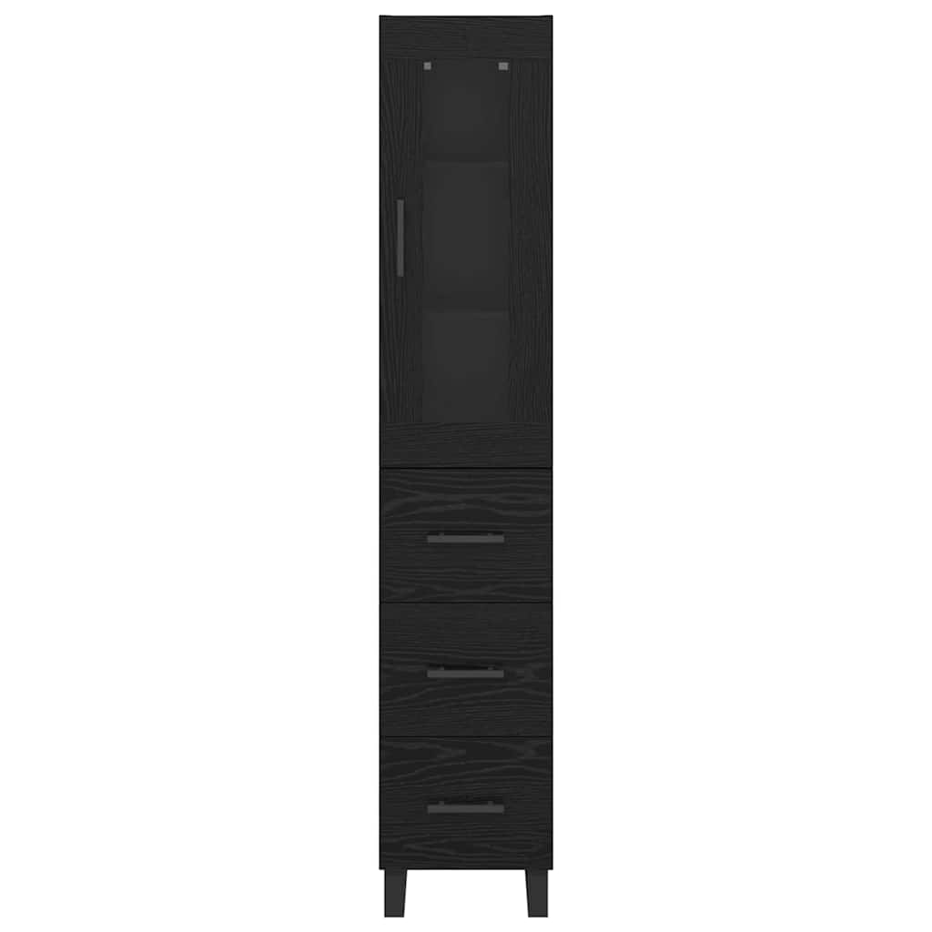 Highboard Schwarz Eichen-Optik 34,5 x 34 x 180 cm Holzwerkstoff