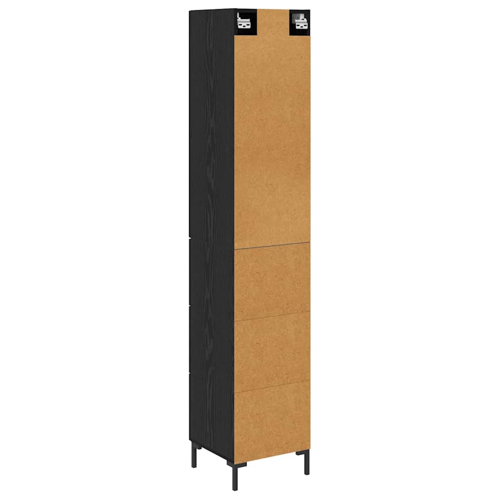 Highboard Schwarz Eichen-Optik 34,5 x 34 x 180 cm Holzwerkstoff
