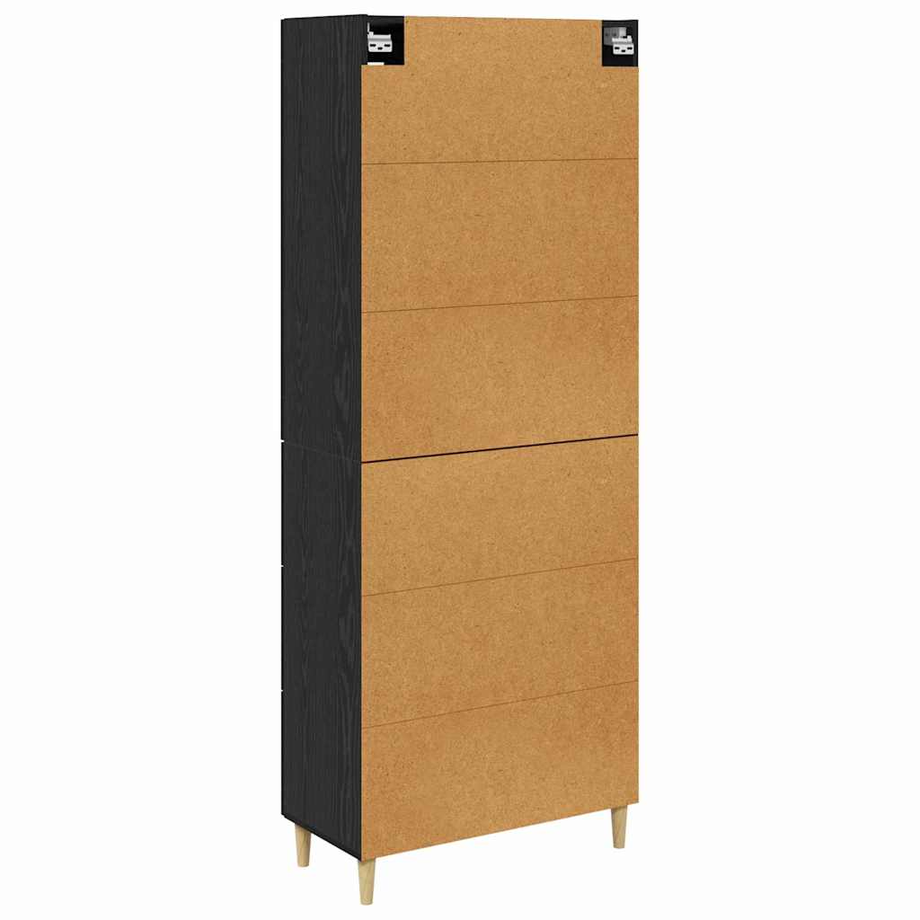 Highboard Schwarz Eichen-Optik 69,5 x 34 x 180 cm