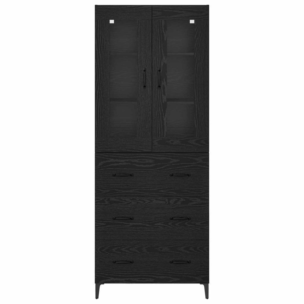 Highboard Schwarz Eichen-Optik 69,5 x 34 x 180 cm Holzwerkstoff