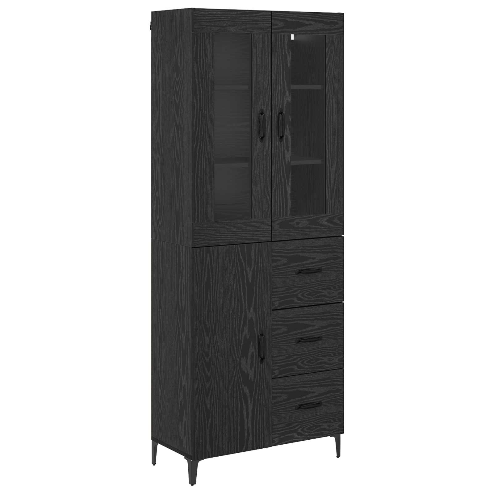 Highboard Schwarz Eichen-Optik 69,5 x 34 x 180 cm Holzwerkstoff