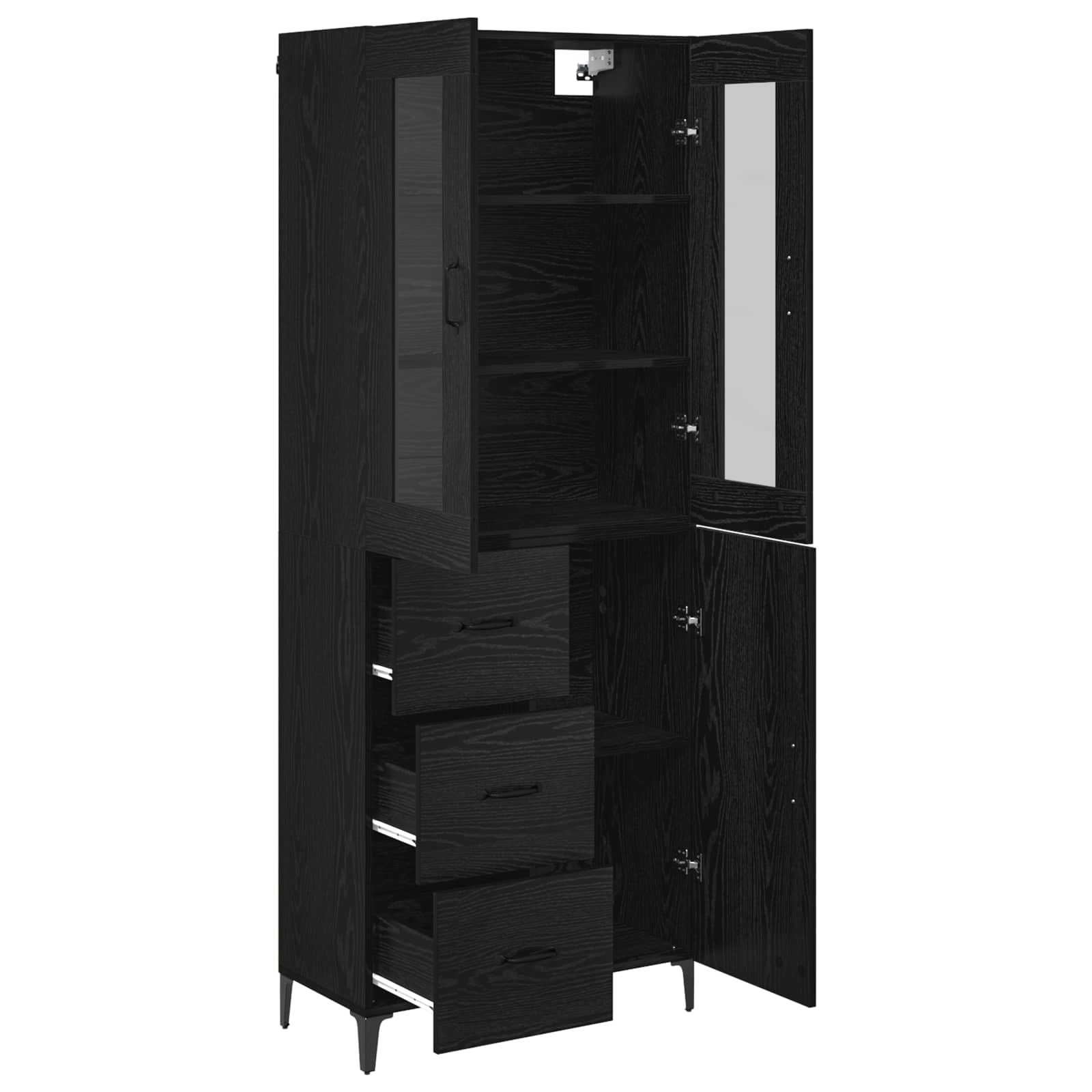 Highboard Schwarz Eichen-Optik 69,5 x 34 x 180 cm Holzwerkstoff